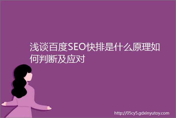 浅谈百度SEO快排是什么原理如何判断及应对