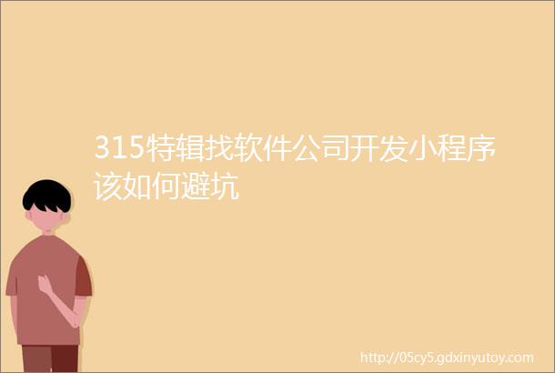 315特辑找软件公司开发小程序该如何避坑