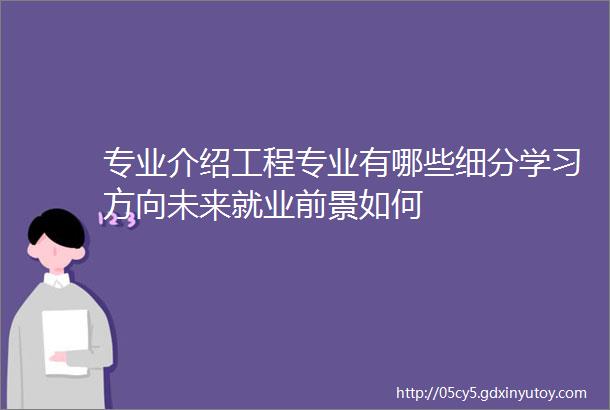 专业介绍工程专业有哪些细分学习方向未来就业前景如何